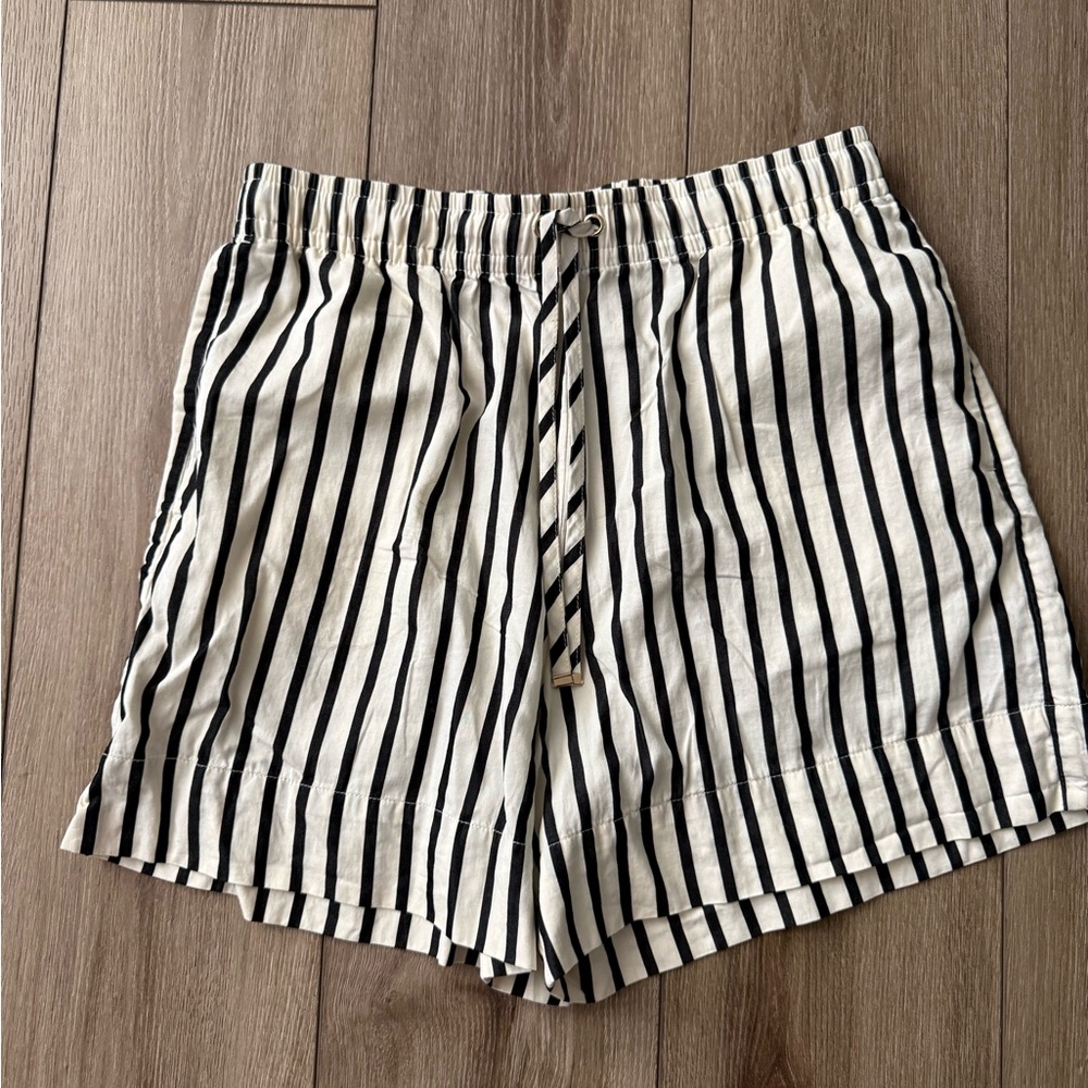 H&M Black and White High Waist Striped Shorts